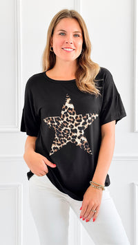 Star Power Leopard Top-110 Short Sleeve Tops-Heimish-Coastal Bloom Boutique, find the trendiest versions of the popular styles and looks Located in Indialantic, FL