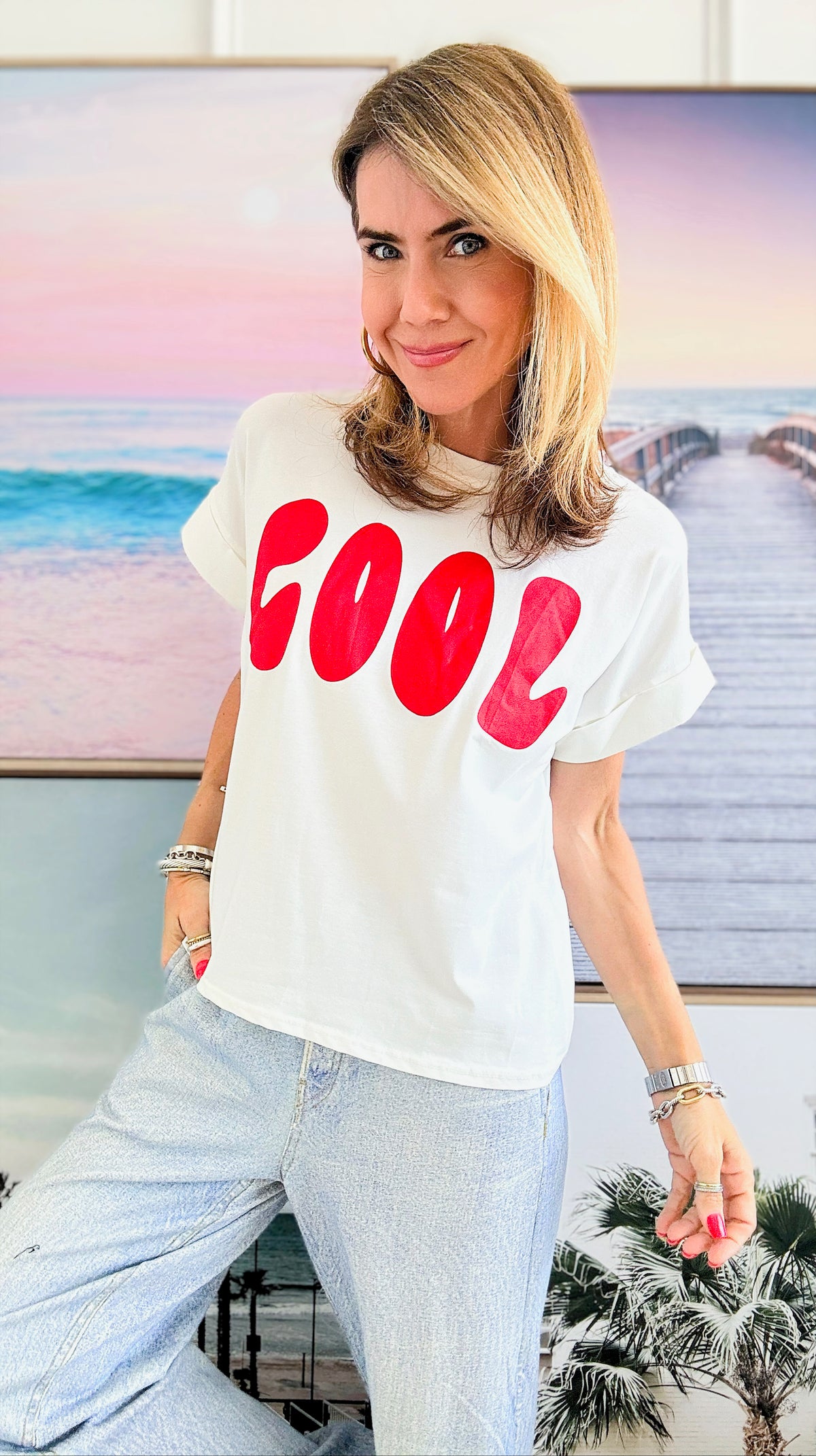 The Brette Italian Tee-110 Short Sleeve Tops-Italianissimo-Coastal Bloom Boutique, find the trendiest versions of the popular styles and looks Located in Indialantic, FL