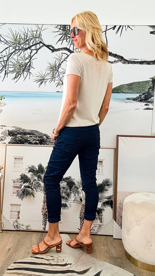 Italian Wish List Jogger - Navy-180 Joggers-Italianissimo-Coastal Bloom Boutique, find the trendiest versions of the popular styles and looks Located in Indialantic, FL