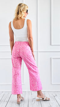 Bold Move Cropped Leopard Pants- Pink-170 Bottoms-Gigio-Coastal Bloom Boutique, find the trendiest versions of the popular styles and looks Located in Indialantic, FL