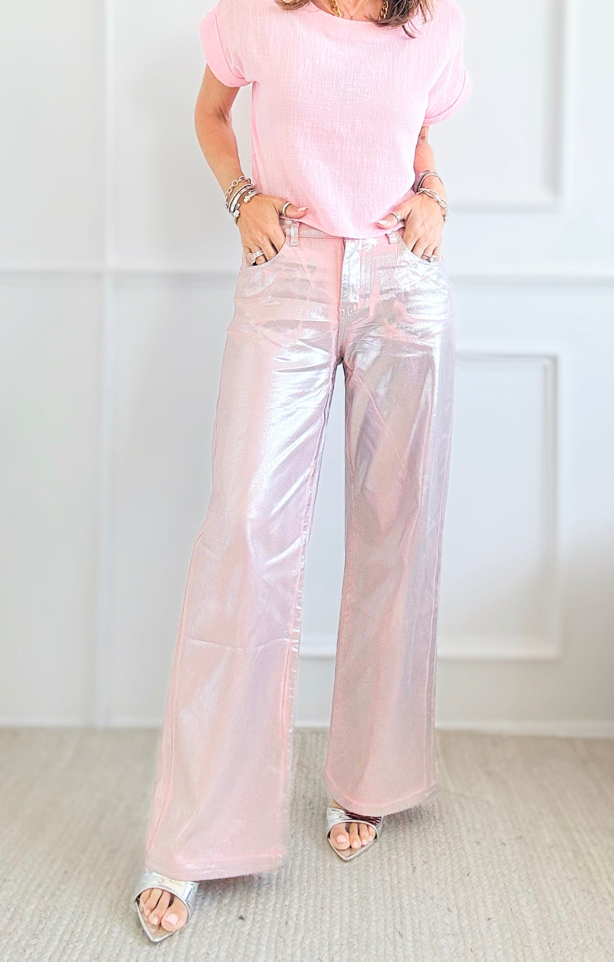 Shimmer Jeans- Pink-190 Denim-Galita-Coastal Bloom Boutique, find the trendiest versions of the popular styles and looks Located in Indialantic, FL