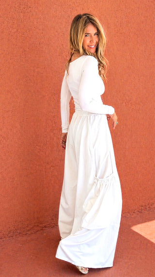 Moon Big Pocket Italian Pants- White