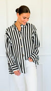 Empire Stripes Italian Blouse-110 Long Sleeve Tops-TATTOO Z-Coastal Bloom Boutique, find the trendiest versions of the popular styles and looks Located in Indialantic, FL