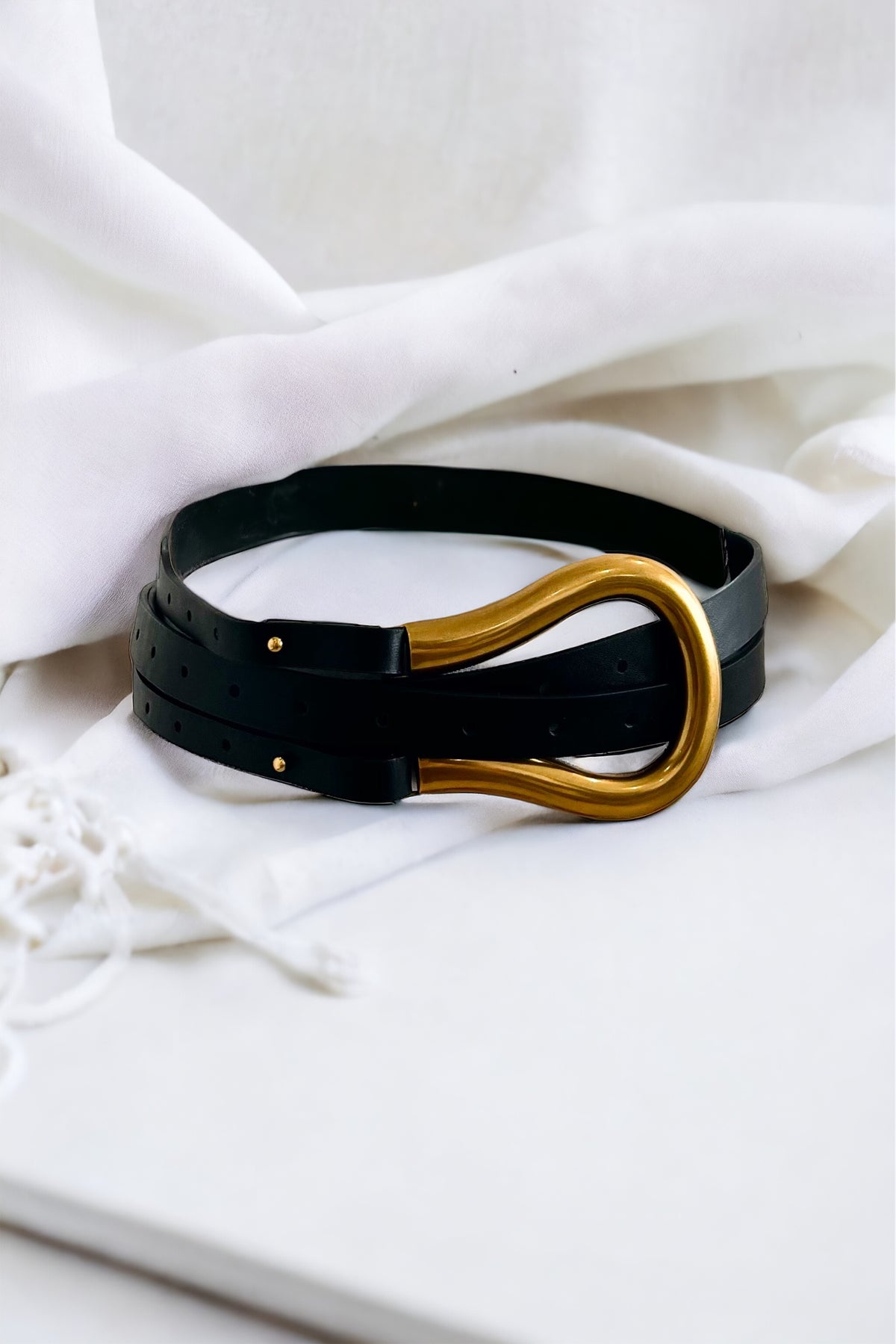 D Loop Faux Leather Statement Belt - Black-260 Other Accessories-Darling-Coastal Bloom Boutique, find the trendiest versions of the popular styles and looks Located in Indialantic, FL