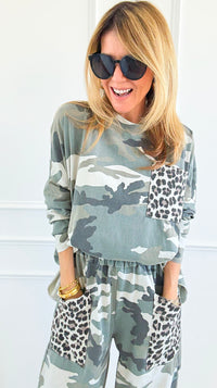 Camo & Wild Italian Long Sleeve Top-110 Long Sleeve Tops-AZUL MONACO-Coastal Bloom Boutique, find the trendiest versions of the popular styles and looks Located in Indialantic, FL