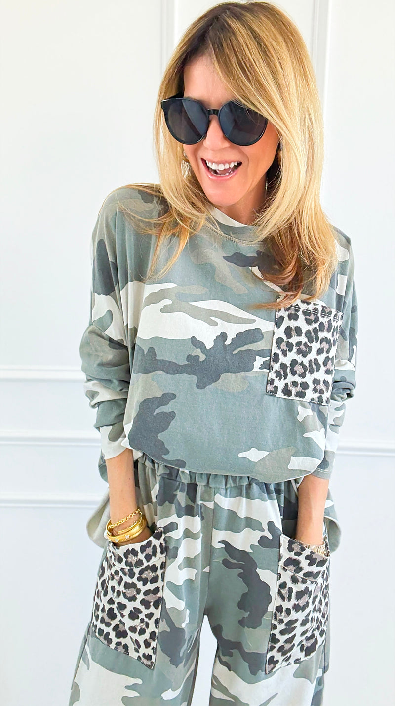 Camo & Wild Italian Long Sleeve Top-110 Long Sleeve Tops-AZUL MONACO-Coastal Bloom Boutique, find the trendiest versions of the popular styles and looks Located in Indialantic, FL