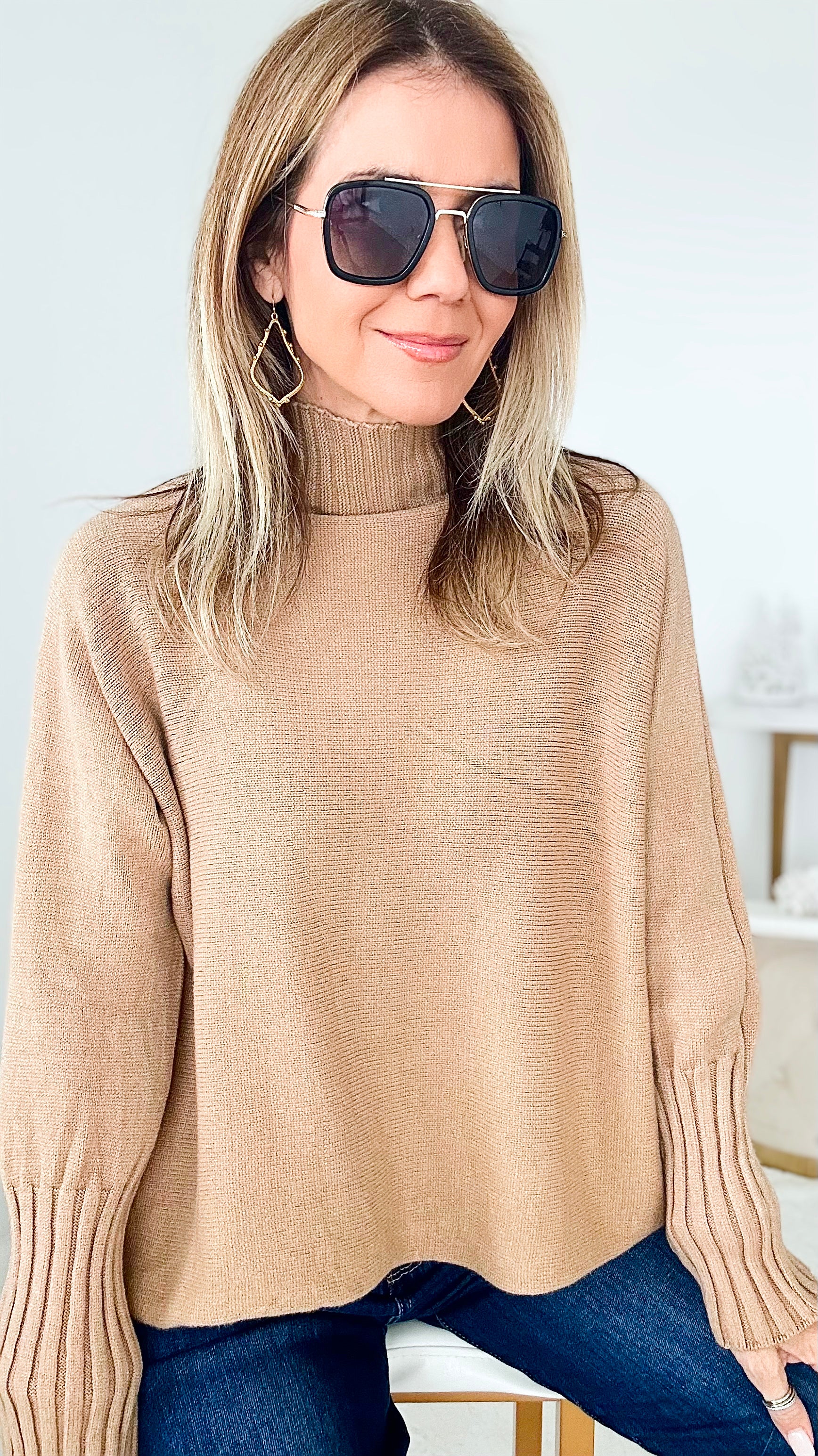 Break Free Long Sleeve Italian Sweater Top - Camel-140 Sweaters-Germany-Coastal Bloom Boutique, find the trendiest versions of the popular styles and looks Located in Indialantic, FL