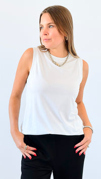 Flowy Sleeveless Top - White-100 Sleeveless Tops-Mono B-Coastal Bloom Boutique, find the trendiest versions of the popular styles and looks Located in Indialantic, FL