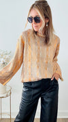 Metallic Cable Knit Relaxed Sweater - Metallic Copper-140 Sweaters-JODIFL-Coastal Bloom Boutique, find the trendiest versions of the popular styles and looks Located in Indialantic, FL