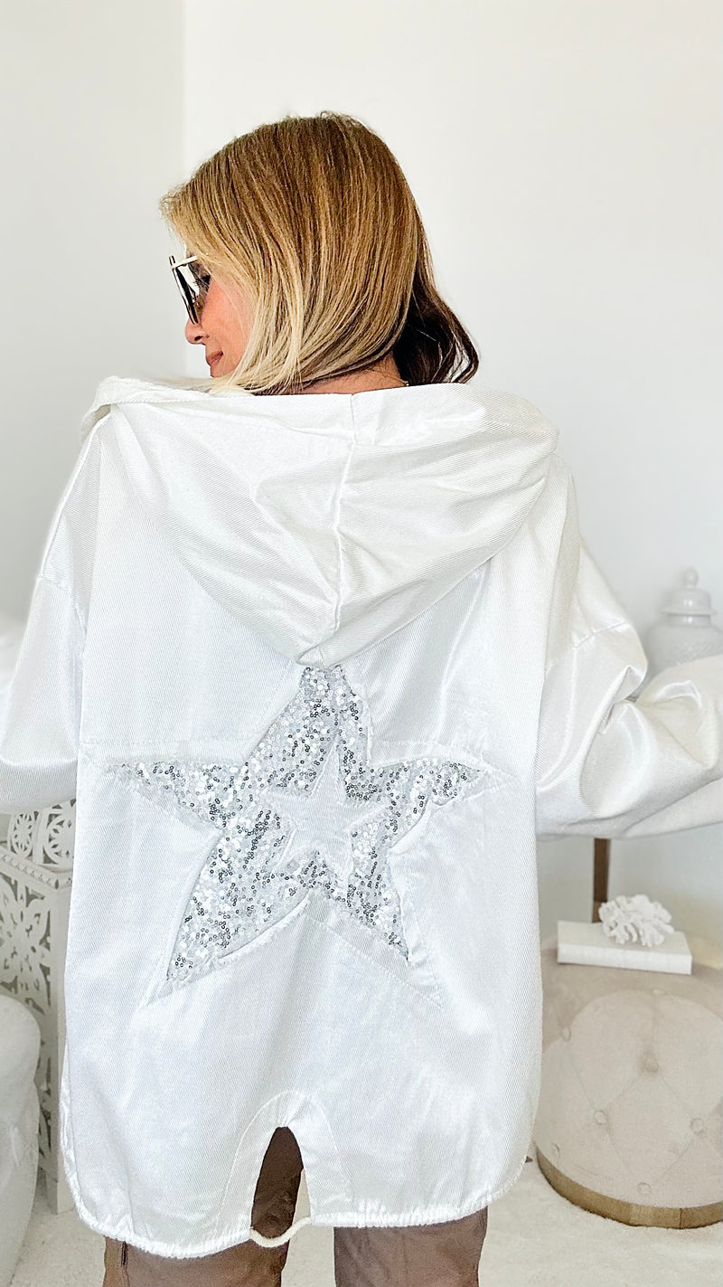 Shine Like A Star Italian Hoodie Cardigan - White-160 Jackets-Venti6-Coastal Bloom Boutique, find the trendiest versions of the popular styles and looks Located in Indialantic, FL