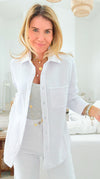 Eileen Fall Shacket - White-160 Jackets-Rosio-Coastal Bloom Boutique, find the trendiest versions of the popular styles and looks Located in Indialantic, FL