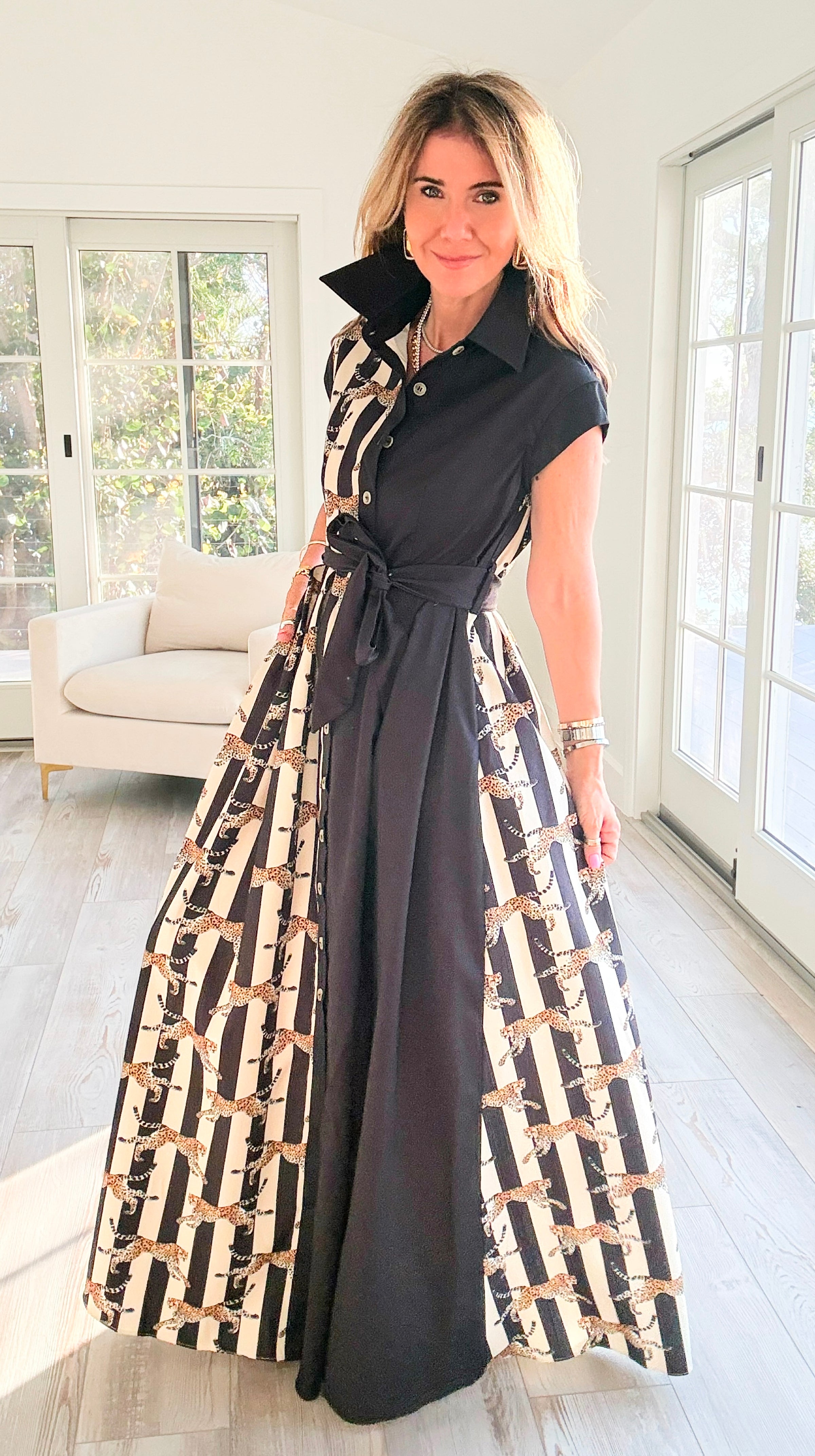 Wild Grace Tie-Front Button Down Dress