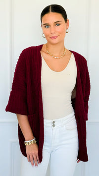 Willow Dusk Chenille Cardigan - Cabernet-150 Cardigans/Layers-Zenana-Coastal Bloom Boutique, find the trendiest versions of the popular styles and looks Located in Indialantic, FL