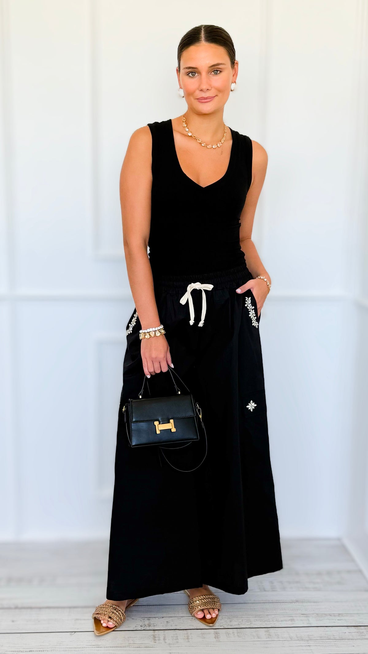 Pocket Glam Italian Flare Leg Pant- Black-100 Pants-TATTOO Z-Coastal Bloom Boutique, find the trendiest versions of the popular styles and looks Located in Indialantic, FL