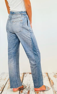 Washed Denim Elastic Waist Pants - Light Denim-170 Bottoms-oddi-Coastal Bloom Boutique, find the trendiest versions of the popular styles and looks Located in Indialantic, FL