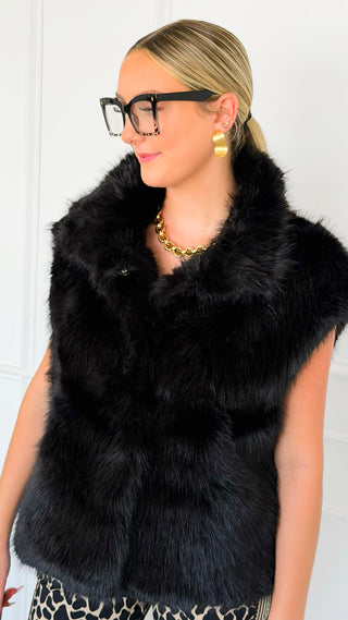 Luxe Plush Layering Vest - Black