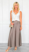 Isabella Italian Skirt- Taupe-170 Bottoms-SEE YOU IN ROME-Coastal Bloom Boutique, find the trendiest versions of the popular styles and looks Located in Indialantic, FL