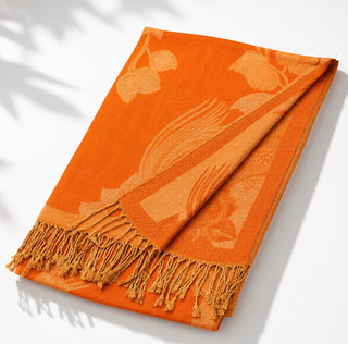 Botanical Fringe Scarf - Orange