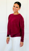 Brushed Melange Sweater - Cabernet-140 Sweaters-Zenana-Coastal Bloom Boutique, find the trendiest versions of the popular styles and looks Located in Indialantic, FL