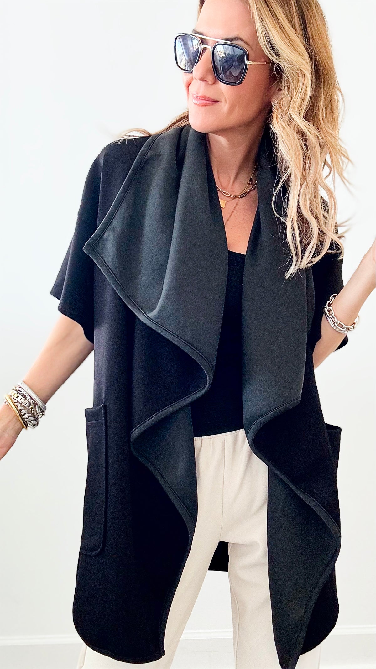Butter Modal Cape Cardigan - Black-150 Cardigan Layers-Before You-Coastal Bloom Boutique, find the trendiest versions of the popular styles and looks Located in Indialantic, FL