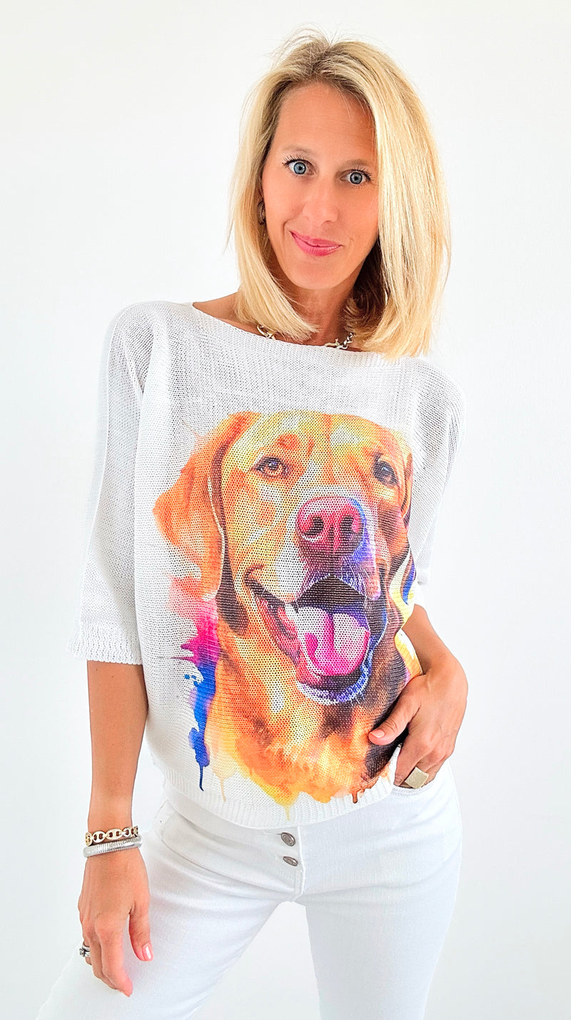 Painted Pup Short Sleeve Italian St Tropez Knit-140 Sweaters-Italianissimo-Coastal Bloom Boutique, find the trendiest versions of the popular styles and looks Located in Indialantic, FL