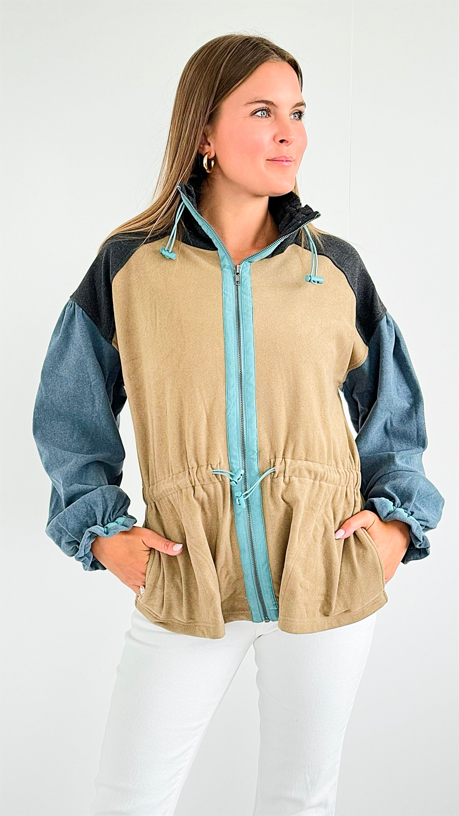 Alpine Adventure Drawstring Jacket-160 Jackets-mystree-Coastal Bloom Boutique, find the trendiest versions of the popular styles and looks Located in Indialantic, FL