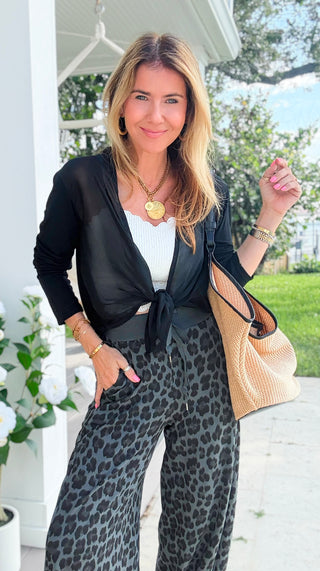 Sheer Layering  Italian Cardigan - Black