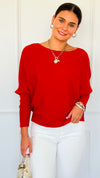 Ribbed Italian Pullover- Red-140 Sweaters-Italianissimo-Coastal Bloom Boutique, find the trendiest versions of the popular styles and looks Located in Indialantic, FL