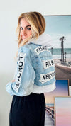 Tour Patch Hoodie Denim Jacket-160 Jackets-American Bazi-Coastal Bloom Boutique, find the trendiest versions of the popular styles and looks Located in Indialantic, FL