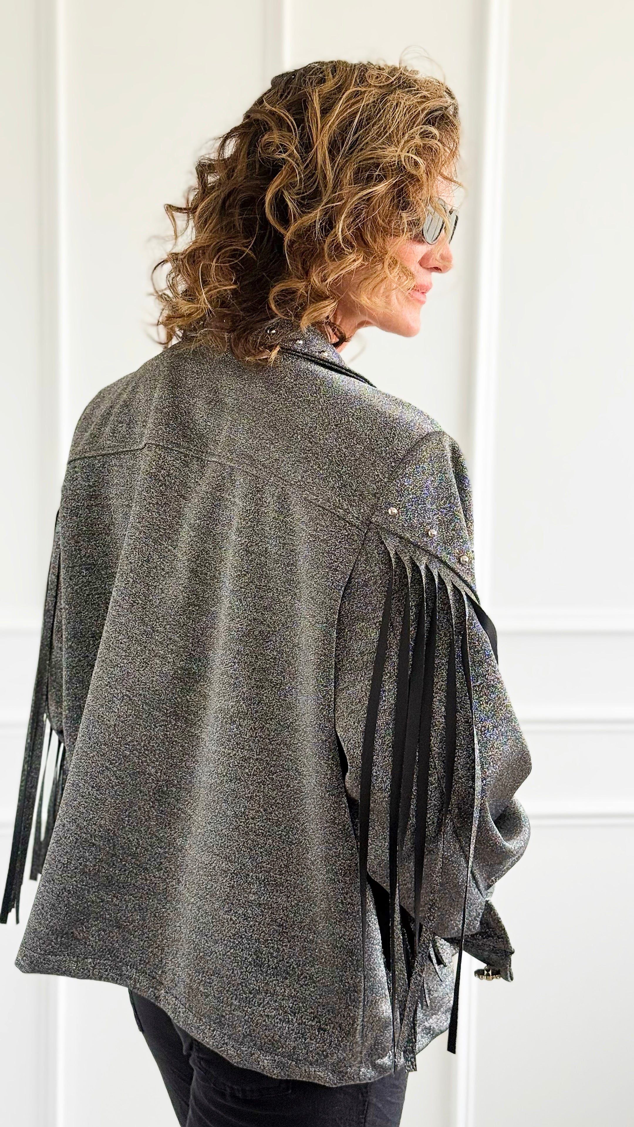 Aurora Luxe Fringe Italian Jacket-160 Jackets-TATTOO Z-Coastal Bloom Boutique, find the trendiest versions of the popular styles and looks Located in Indialantic, FL