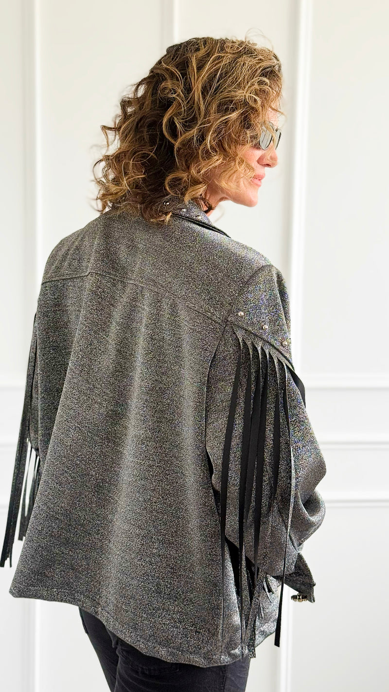 Aurora Luxe Fringe Italian Jacket-160 Jackets-TATTOO Z-Coastal Bloom Boutique, find the trendiest versions of the popular styles and looks Located in Indialantic, FL