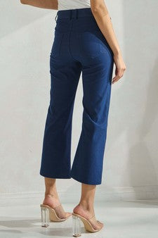 Flared Elegance Cropped Pants - Denim Blue-170 Bottoms/Shorts-YELETE-Coastal Bloom Boutique, find the trendiest versions of the popular styles and looks Located in Indialantic, FL