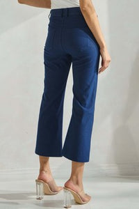 Flared Elegance Cropped Pants - Denim Blue-170 Bottoms/Shorts-YELETE-Coastal Bloom Boutique, find the trendiest versions of the popular styles and looks Located in Indialantic, FL