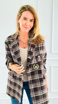 Bee Chic Italian Blazer- Brown-160 Jackets-TATTOO Z-Coastal Bloom Boutique, find the trendiest versions of the popular styles and looks Located in Indialantic, FL