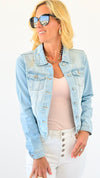 Classic Retro Denim Jacket-160 Jackets-Boom Boom Jeans-Coastal Bloom Boutique, find the trendiest versions of the popular styles and looks Located in Indialantic, FL