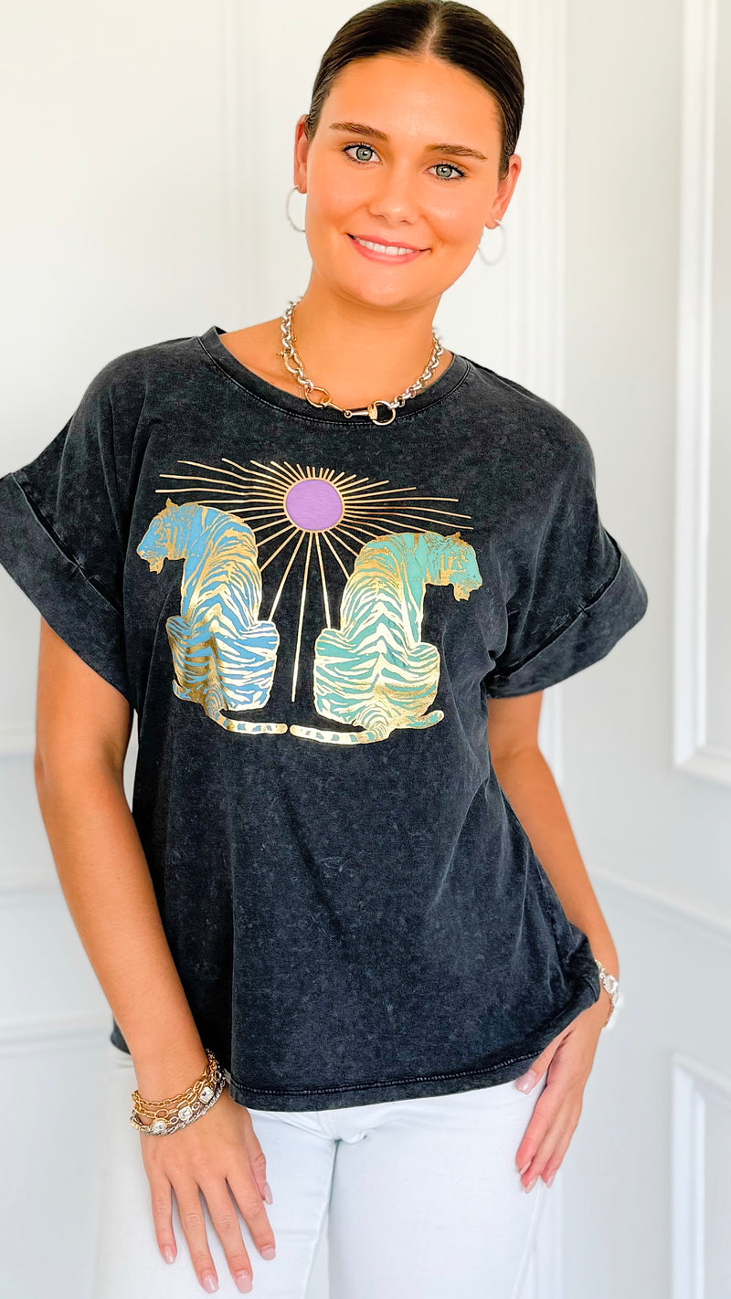 Moonlit Majesty Italian Graphic Tee-110 Short Sleeve Tops-FIRSTAGE-Coastal Bloom Boutique, find the trendiest versions of the popular styles and looks Located in Indialantic, FL