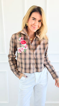 CB Custom - Wildflower Plans Button Down Top-110 Long Sleeve Tops-Active Basic / Holly-Coastal Bloom Boutique, find the trendiest versions of the popular styles and looks Located in Indialantic, FL