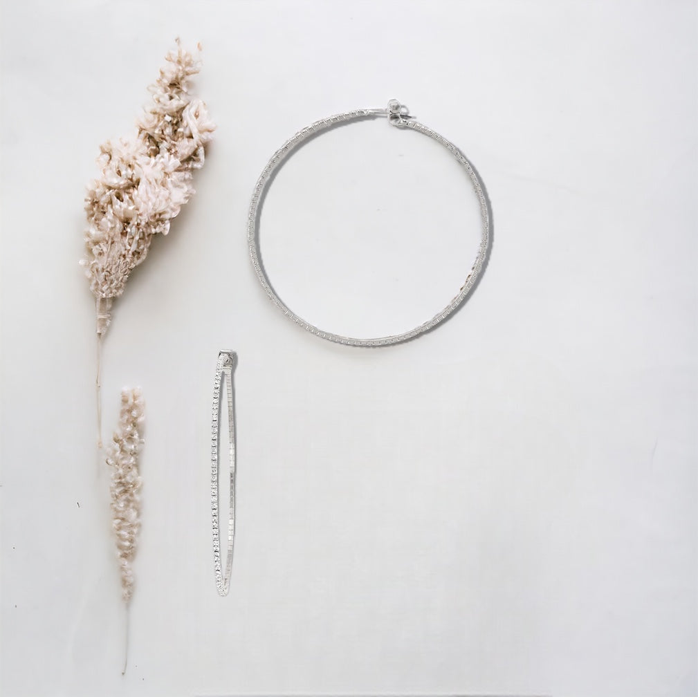 Small CZ Eternity Hoop Earring - Silver-230 Jewelry-ICCO ACCESSORIES-Coastal Bloom Boutique, find the trendiest versions of the popular styles and looks Located in Indialantic, FL