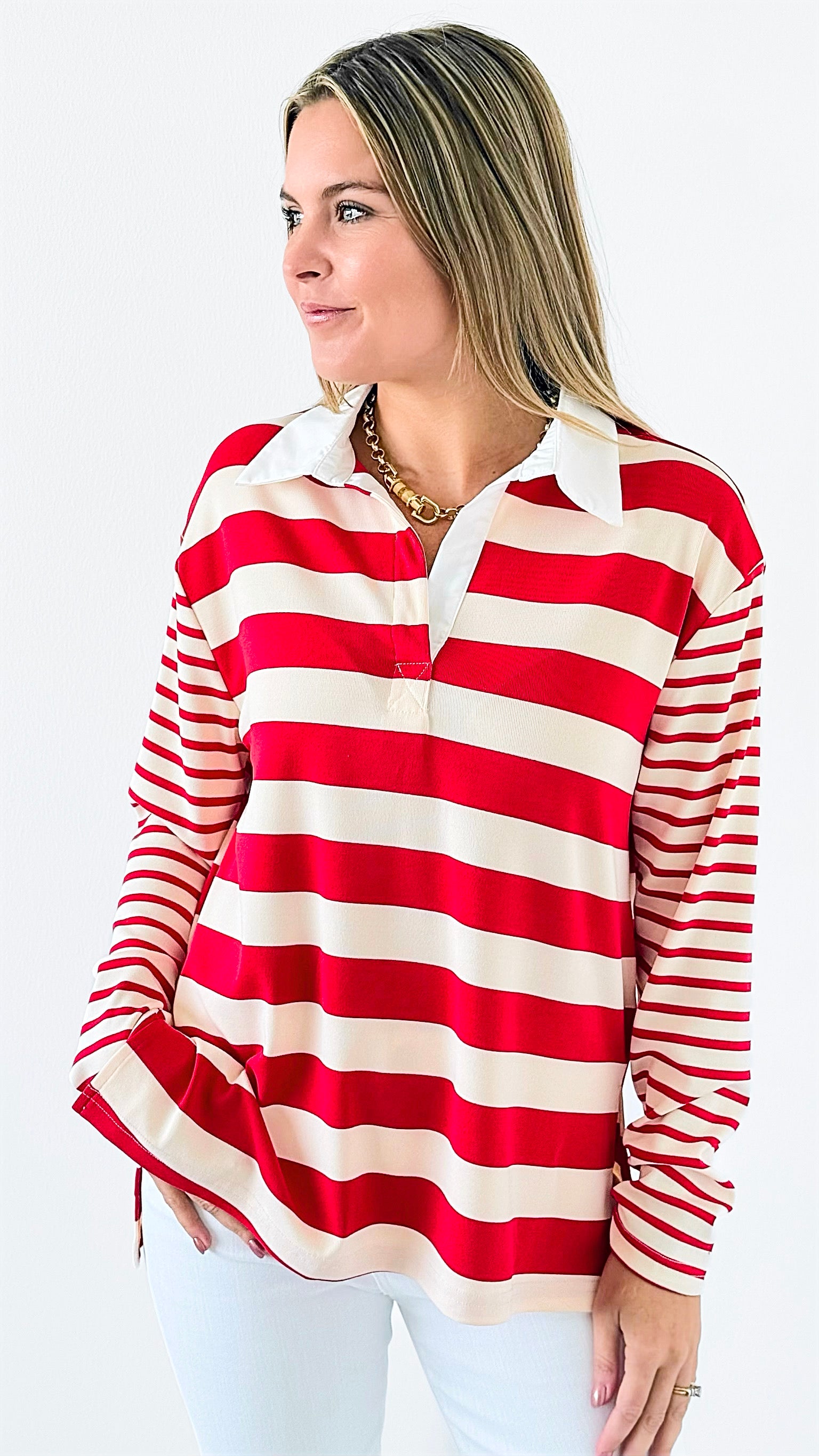 Stripped & Polished Pullover-130 Long Sleeve Set-entro-Coastal Bloom Boutique, find the trendiest versions of the popular styles and looks Located in Indialantic, FL