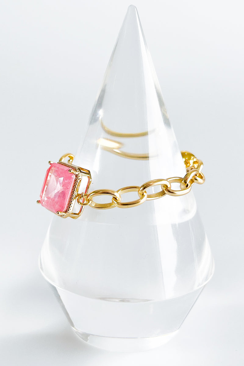 Chunky Crystal Square Magnetic Bracelet - Pink-230 Jewelry-AF Designs-Coastal Bloom Boutique, find the trendiest versions of the popular styles and looks Located in Indialantic, FL