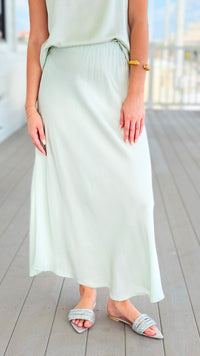 Just My Type Italian Skirt- Sage
