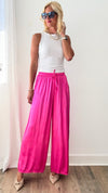 Angora Italian Satin Pant - Fuchsia-170 Bottoms-Germany-Coastal Bloom Boutique, find the trendiest versions of the popular styles and looks Located in Indialantic, FL