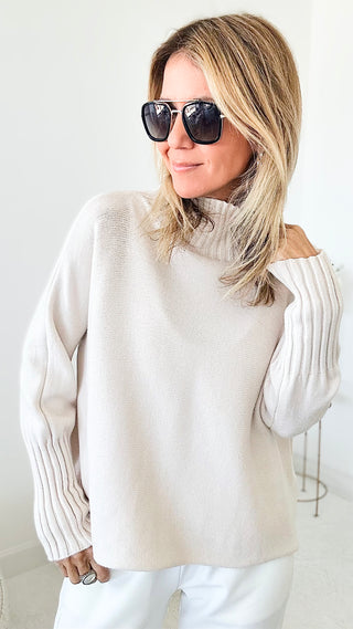 Break Free Long Sleeve Italian Sweater Top - Ivory