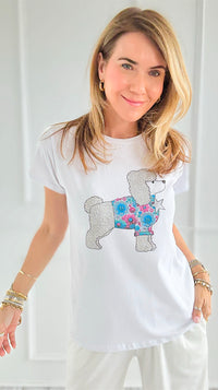 Poodle & Petals Italian Graphic tee-110 short Sleeve Top-V SKY-Coastal Bloom Boutique, find the trendiest versions of the popular styles and looks Located in Indialantic, FL