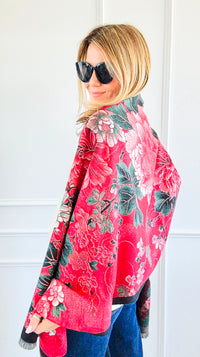 Imperial Peony Blanket Scarf-260 Other Accessories-Original USA-Coastal Bloom Boutique, find the trendiest versions of the popular styles and looks Located in Indialantic, FL