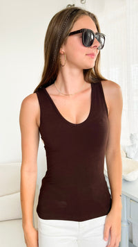 Crazy Beautiful Built In Bra Tank - Chocolate-220 Intimates-Elietian-Coastal Bloom Boutique, find the trendiest versions of the popular styles and looks Located in Indialantic, FL