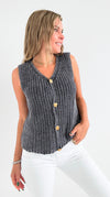 Timeless Button-Up Knit Vest - Black-150 Cardigans/Layers-JODIFL-Coastal Bloom Boutique, find the trendiest versions of the popular styles and looks Located in Indialantic, FL