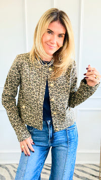 Leopard Printed Cropped Jacket