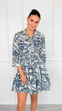 Bonsai Dreamscape Italian Button Down Dress-200 Dresses/Jumpsuits/Rompers-FH GROUP-Coastal Bloom Boutique, find the trendiest versions of the popular styles and looks Located in Indialantic, FL