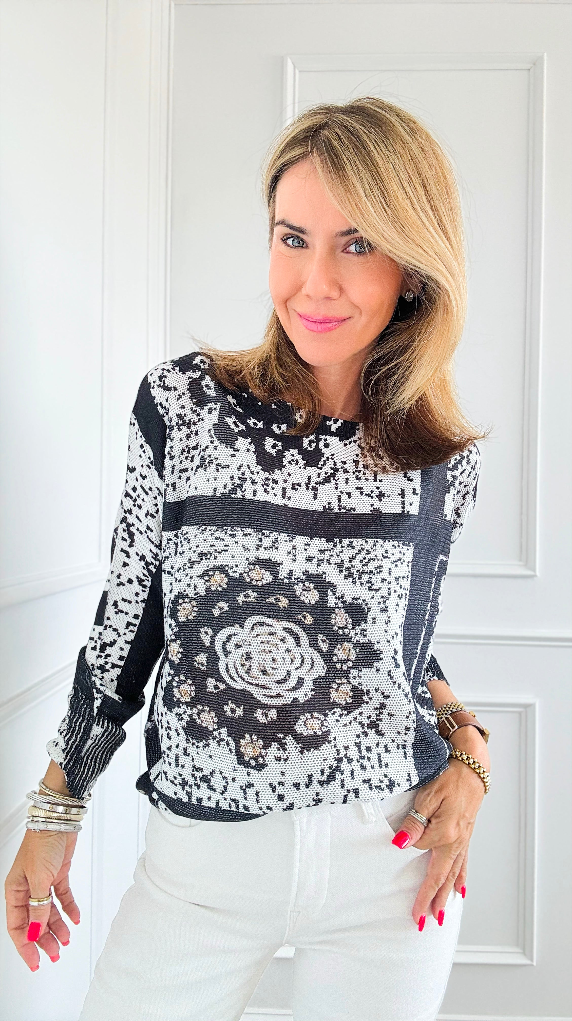 Camelia Italian St Tropez Knit-140 Sweaters-Italianissimo-Coastal Bloom Boutique, find the trendiest versions of the popular styles and looks Located in Indialantic, FL